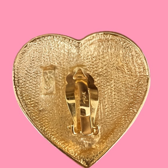 Yves Saint Laurent Gold Heart Earrings - Picture 4 of 6
